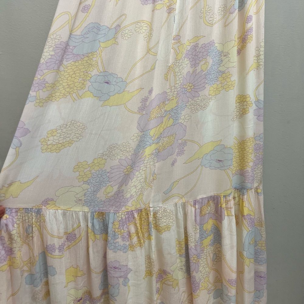 Ba&sh Noma Printed Maxi Dress Off Shoulder Ruffle Pastel Floral Size S - Picture 6 of 10